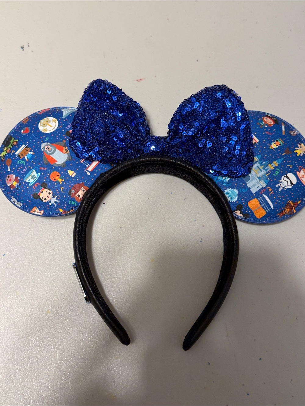 Loungefly Royal Blue Sequin Bow Character Ear Headband